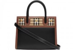 BURBERRY BABY TITLE BAG IN VINTAGE CHECK LEATHER