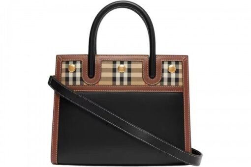 BURBERRY BABY TITLE BAG IN VINTAGE CHECK LEATHER