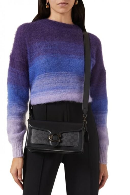 COACH TABBY TEXTURED MDEIUM LEATHER SHOULDER BAG - CHARCOAL BLACK - Image 4