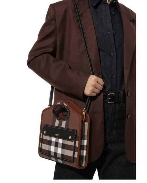 BURBERRY MINI CHECKERED LEATHER TOTE BAG - Image 6