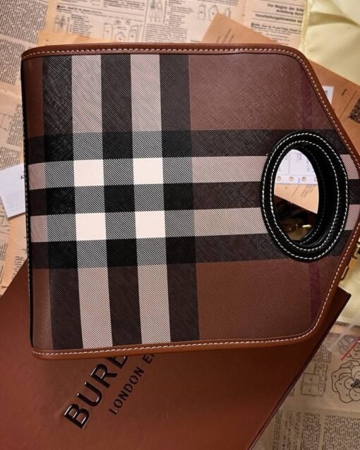 BURBERRY MINI CHECKERED LEATHER TOTE BAG - Image 3