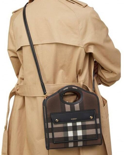 BURBERRY MINI CHECKERED LEATHER TOTE BAG - Image 2