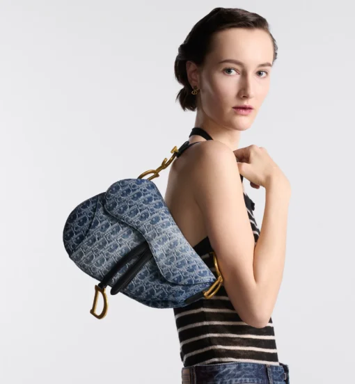 DIOR SADDLE BAG WITH STRAP (BLUE DENIM) - Image 2