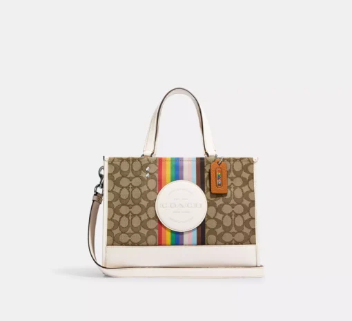 COACH DEMPSEY CARRYALL BAG WITH RAINBOW STRIPES