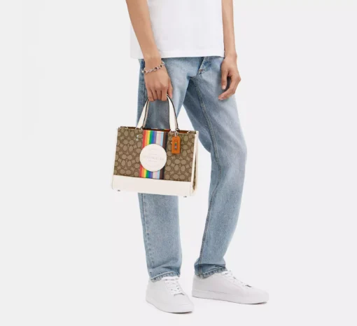 COACH DEMPSEY CARRYALL BAG WITH RAINBOW STRIPES - Image 5