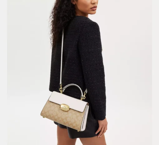 COACH ELIZA TOP HANDLE  - LIGHT KHAKI - Image 4