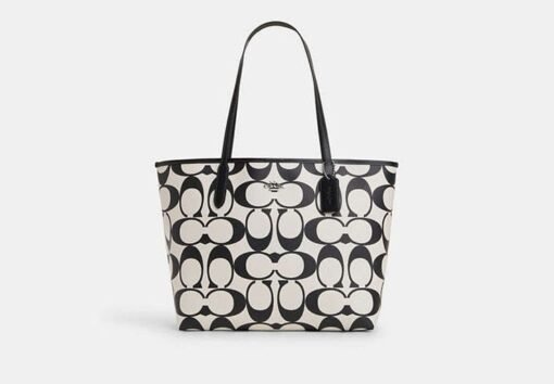 COACH CITY TOTE BAG IN SIGNATURE CANVAS - BLACK & WHITE