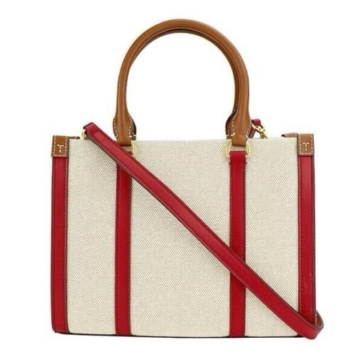 TORY BURCH BLAKE CANVAS SMALL TOTE NATURAL TORY RED - Image 5