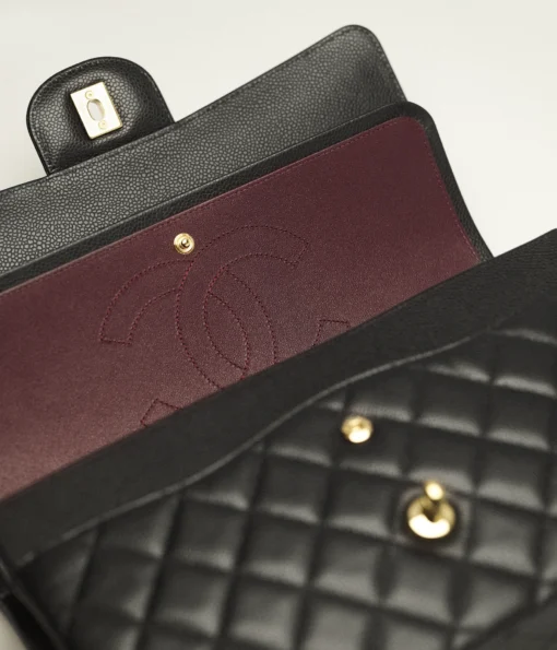 CHANEL CLASSIC GRAINED & GOLD TONE METAL BLACK - Image 3