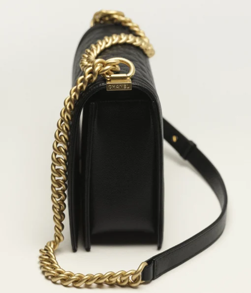 CHANEL GRAINED & GOLD TONE METAL BLACK - Image 3