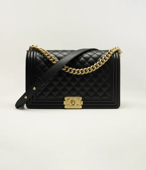 CHANEL GRAINED & GOLD TONE METAL BLACK