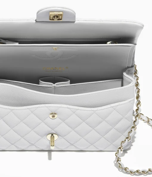 CHANEL CLASSIC 11.12 GRAINED & GOLD TONE METAL LIGHT GREY - Image 3