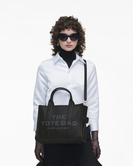 MARC JACOBS THE LEATHER MEDIUM TOTE BAG (BLACK) - Image 2