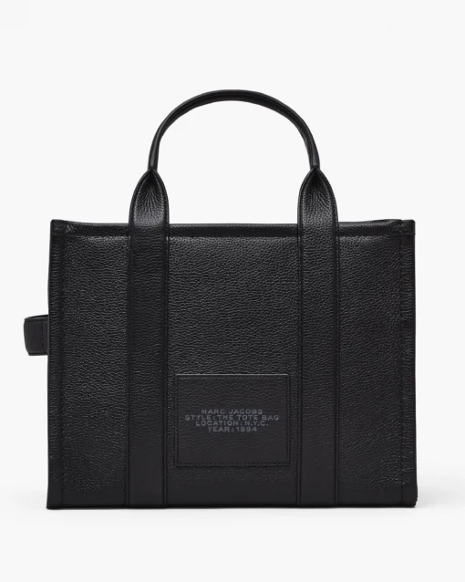 MARC JACOBS THE LEATHER MEDIUM TOTE BAG (BLACK) - Image 4