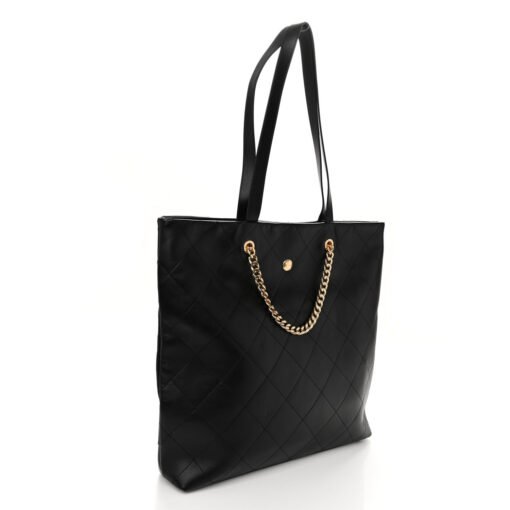 CHANEL STITCHED CC SHOPPER TOTE BLACK - Image 4